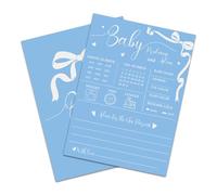CUTHOLLOW Blue and Bow 50 PCS Baby Prediction, Advice & Wishes Cards for the Parent-to-be, Baby Shower Games - 13x18cm Baby Prediction for Fun Gender Reveal Party, Guess the Due Date