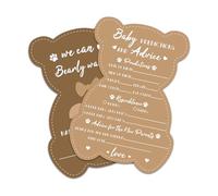 CUTHOLLOW Brown Bear Shape 50 PCS Baby Prediction, Advice & Wishes Cards for the Parent-to-be, Baby Shower Games - 13x18cm Baby Prediction for Fun Gender Reveal Party, Guess the Due Date