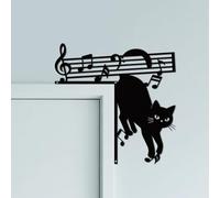 CUTHOLLOW Cat and Music Door Topper Sign Metal Wall Art Decor