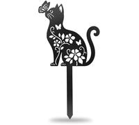 CUTHOLLOW Cat Flowers Garden Plant Marker, Metal Plant Label Stake