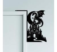CUTHOLLOW Dragon&Castle Door Topper Sign Wall Art Decor, 9.8"x9.8" Double-sided Metal Unique Hanging Above Door Frame Corner Accent for Home Living Room Front Door Hallway Bedroom Entryway