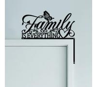 CUTHOLLOW Family is Everything Door Topper Sign Wall Art Decor, 25x25cm Metal Unique Hanging Above Door Frame Corner Accent for Home Living Room Front Door Hallway Bedroom Bathroom Entryway