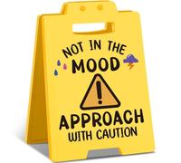 CUTHOLLOW Funny Double-Sided Emotion Sign - 10x16cm "NOT IN THE MOOD/APPROACH WITH CAUTION" Sign for Home, Office, or Dorm, Humor Warning Sign Gift for Friends, Family & Coworkers