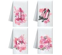 CUTHOLLOW Girl Element Decorative Kitchen Towels Set of 4, 60x40cm Soft & Absorbent Microfiber Dish Towel for Tea Coffee Bar Home, Best Gift for Housewarming Christmas Thanksgiving Birthday