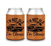 CUTHOLLOW I'm Not Old I'm Classic Can Cooler Sleeve, 2PCS Thicken Leather Universal Beer Cooler Insulated 16 OZ, Beer Gifts for Men, Dad Birthday Gifts, Christmas Presents