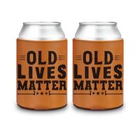 CUTHOLLOW Old Lives Matter Can Cooler Sleeve, 2PCS Thicken Leather Universal Beer Cooler Insulated 16 OZ, Summer Beer Gifts for Men, Dad Birthday Gifts, Christmas Presents