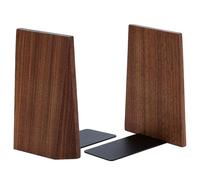 CUTHOLLOW Walnut Heavy Duty Book Ends, Vintage Large Decorative Bookends for Heavy Books, Wooden Handmade Book Holder Stand Dividers for Shelves(Brown)