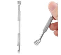 Cuticle Care Kit, Nail Pusher Remover, Double Steel Tool, Rust-Resistant Metal Finish, Textured Handle, Compact Travel Size with Curved for Fingernail, Toenail, M