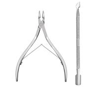 Cuticle Nipper and Pusher, Dead Skin Remover Set, Stainless Steel Cuticle Pusher Trimmer Clipper, Nail Manicure Tool
