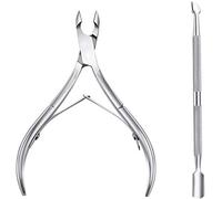Cuticle Nipper Set, Cuticle Cutter Trimmer and Cuticle Pusher with Non-slip Protective Coating Handle Stainless Steel Cuticle Cutter Clipper Durable Cuticle Nipper and Remover