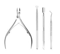 Cuticle Nippers & Pusher Set - Professional Nail Care Kit with Cuticle Trimmer, Toenail Lifter & Nail Scraper - Manicure & Pedicure Tools (4 Piece Set)