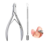 Cuticle Nippers with Cuticle Pusher Set, Precise Cuticle Nippers and Nail Cleaning Set for Professional or Home Use, Robust Surgical Stainless Steel for Precise Cutting and Pushing