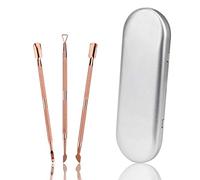 Cuticle Pusher Set Stainless Steel Double Ended Nail Gel Polish Remover Triangle Cuticle Peeler Scraper Manicure Tools for Fingernails and Toenails 3 Pieces (Rose Gold)