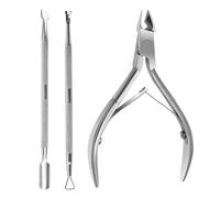 Cuticle Remover Tool Set 3 Pcs Stainless Steel Cuticle Nipper Cuticle Pusher and Nail Scraper Professional Manicure Pedicure Tools for Fingernails and Toenails