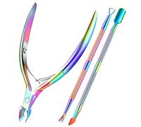 Cuticle Trimmer Cuticle Remover with Cuticle Pusher, XUNXMAS Professional Stainless Steel Durable Pedicure Manicure Tools Cutter Nipper Scissor Clipper for Fingernails and Toenails Dead Skin