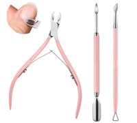 Cuticle Trimmer Set with Cuticle Nippers and Cuticle Pusher- 3 Pcs Cuticle Remover Tool Set,Nail Cuticle Remover Tool,Professional Stainless Steel Trimmer Clipper for Fingernails