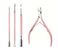Cuticle Trimmer with Cuticle Pusher and Cuticle Nipper, 4 Pcs Cuticle Remover Tool Set,Nail Cuticle Remover Tool,Stainless Steel Cuticle Cutter Nail Clipper Trimmer Scissors for Fingernails
