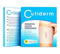 Cutiderm Sterile Paraffin Gauze Dressing 10cm x 10cm Pack of 10 - Suitable for Superficial and Partial Thickness Burns, Skin Loss Wounds, abrasions and Traumatic Injuries