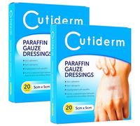 Cutiderm Sterile Paraffin Gauze Dressing 5cm x 5cm - Suitable for Superficial and Partial Thickness Burns, Skin Loss Wounds, abrasions and Traumatic Injuries - Multipack: 2 Packs of 20