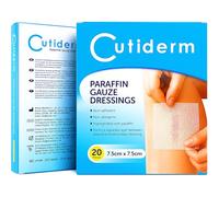 Cutiderm Sterile Paraffin Gauze Dressing 7.5cm x 7.5cm Pack of 20 - Suitable for Superficial and Partial Thickness Burns, Skin Loss Wounds, abrasions and Traumatic Injuries