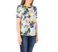 Cutie London Abstract Floral Print Short Sleeve Blouse In Green Green 10