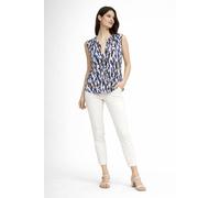 Cutie London Abstract Print Sleeveless V-Neck Blouse In Blue Blue