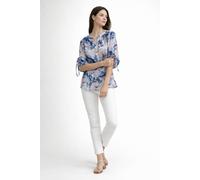 Cutie London Abstract Print Tie-Sleeve Blouse In Blue Blue 8