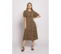 Cutie London Angel Sleeve Leopard Print Midi Dress In Brown Brown 8