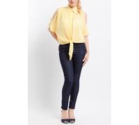 Cutie London Button-Up Cold Shoulder Tie-Front Blouse In Yellow Yellow 10