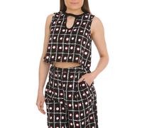 Cutie London Collared Keyhole Neck Cropped Blouse In Black Black