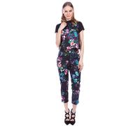 Cutie London Coloured Floral Trousers In Black Black