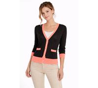 Cutie London Contrast Trim Button-Front Cardigan In Black Black