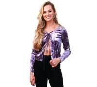 Cutie London Crushed Velvet Floral Tie-Front Top In Lilac Lilac 10