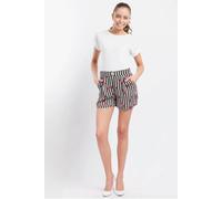 Cutie London Cutie Black Ribbon Print Striped Shorts Black