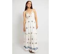Cutie London Embroidered Maxi Dress With Strappy Back In White White L/XL