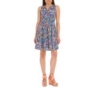 Cutie London Floral V-Neck Fit & Flare Dress In Blue Blue 10