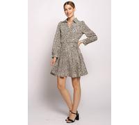 Cutie London Full Sleeve Leopard Print Shirt Dress In Brown Brown 12