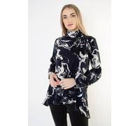 Cutie London Full Sleeve Marble Print Blouse In Navy Navy 8