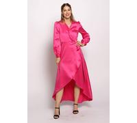 Cutie London Full Sleeve Maxi Wrap Dress In Pink Pink 10