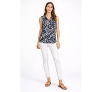 Cutie London Geometric Print Sleeveless Shirt With Collar In Navy Navy
