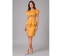 Cutie London Gold Satin Peplum Dress Gold