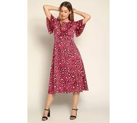 Cutie London Leopard Print Midi Dress In Pink Pink 10