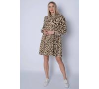 Cutie London Leopard Print Shirt Dress In Brown Brown 12
