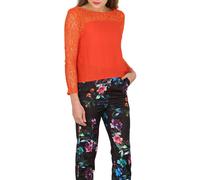 Cutie London Long Sleeve Lace Blouse In Orange Orange 8