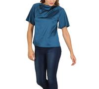 Cutie London Luxe Satin Dolman Sleeve Blouse In Teal Teal 10