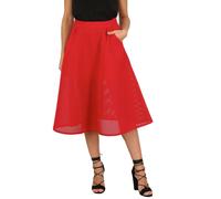 Cutie London Mesh A-Line Midi Skirt In Red Red 8