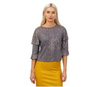Cutie London Metallic Ruffle Sleeve Blouse In Black Black