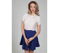 Cutie London Puff Sleeve Blouse With Embroidered Scalloped Collar In White White 10