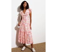 Cutie London Short Sleeve Ruffled Tiered Dress In White White 12