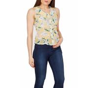 Cutie London Sleeveless Floral Pleated Blouse In Yellow Yellow 12